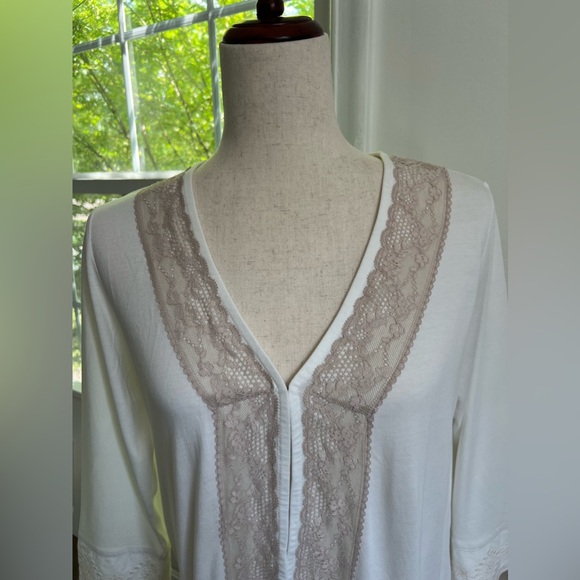 New LOGO By Lori Goldstein Cotton Embroidered Lace Front Hook Closure Tunic Top - Picture 7 of 16